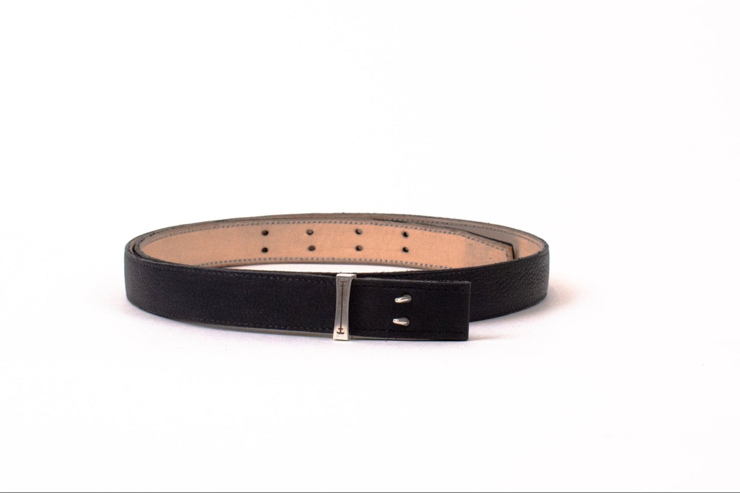 Black leather belt on a white background